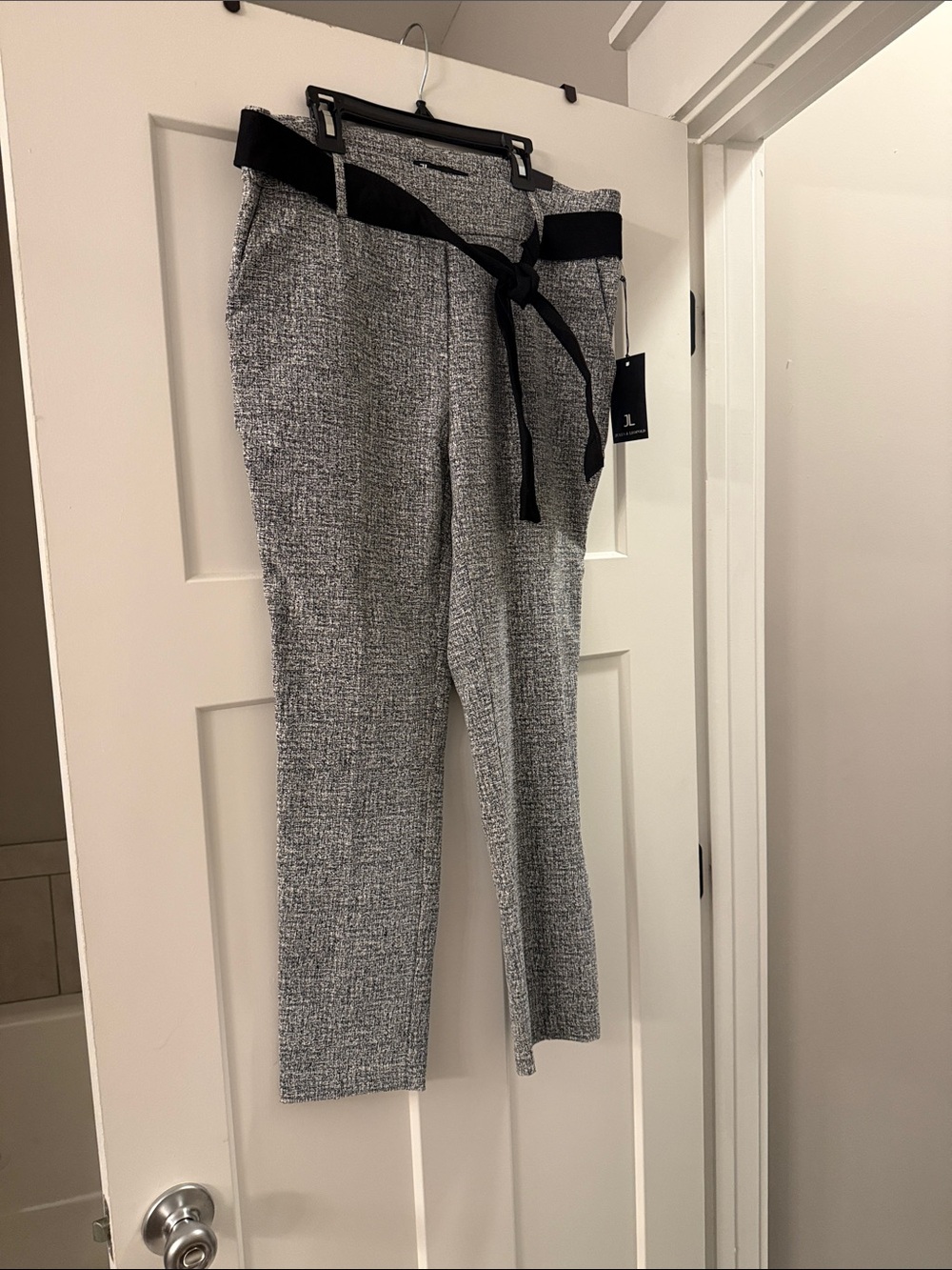 Jules & Leopold Black-Trim Grey Tweed Trousers